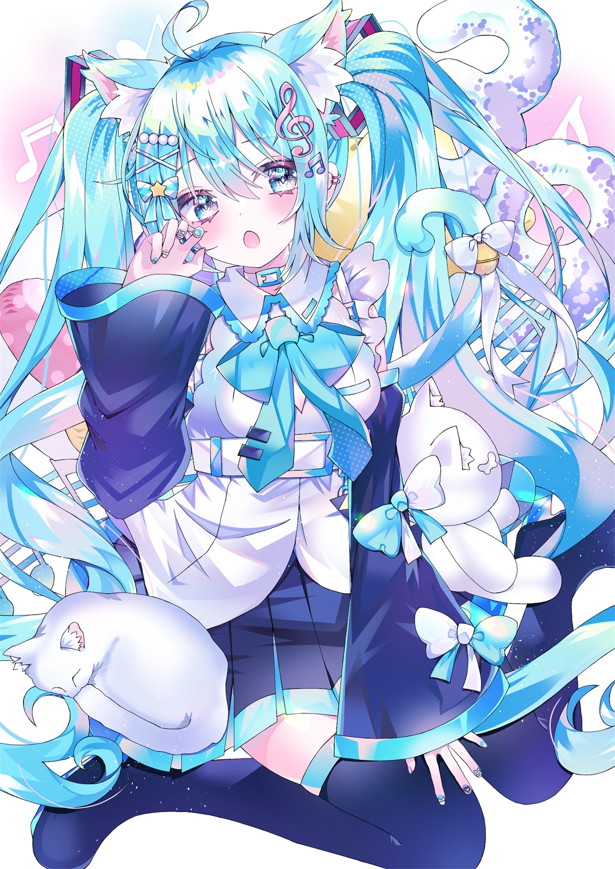 [精选插画] 初音未来 白发兽耳美少女 蔚蓝档案笑面教授  调月莉音 莉可莉丝 千束×泷奈 原神 卡齐娜 玛拉妮 [58P/249MB]