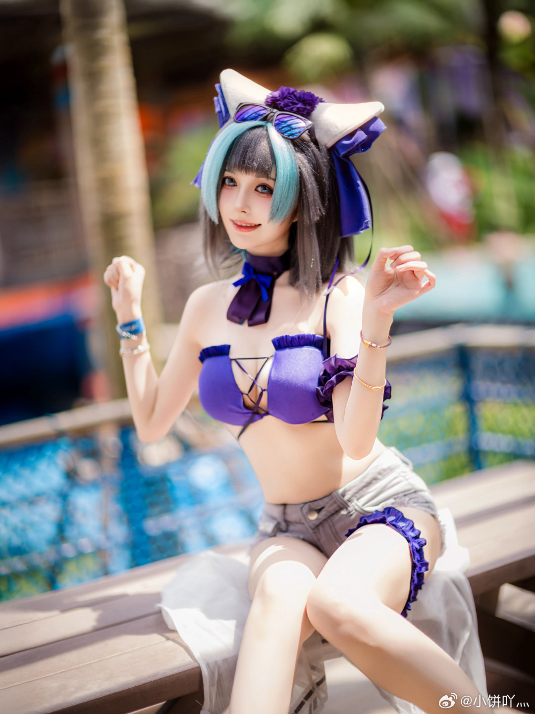 [COSPLAY] 碧蓝航线 柴郡泳装@小饼吖灬